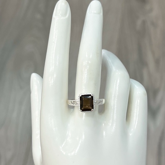 Brazilian Smoky Quartz Sterling Silver Solitaire Ring Sz 9 - Picture 2 of 9